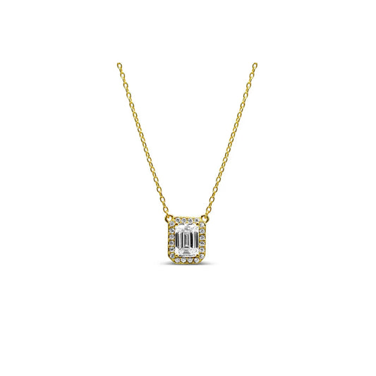 Vertical Baguette Halo Necklace
