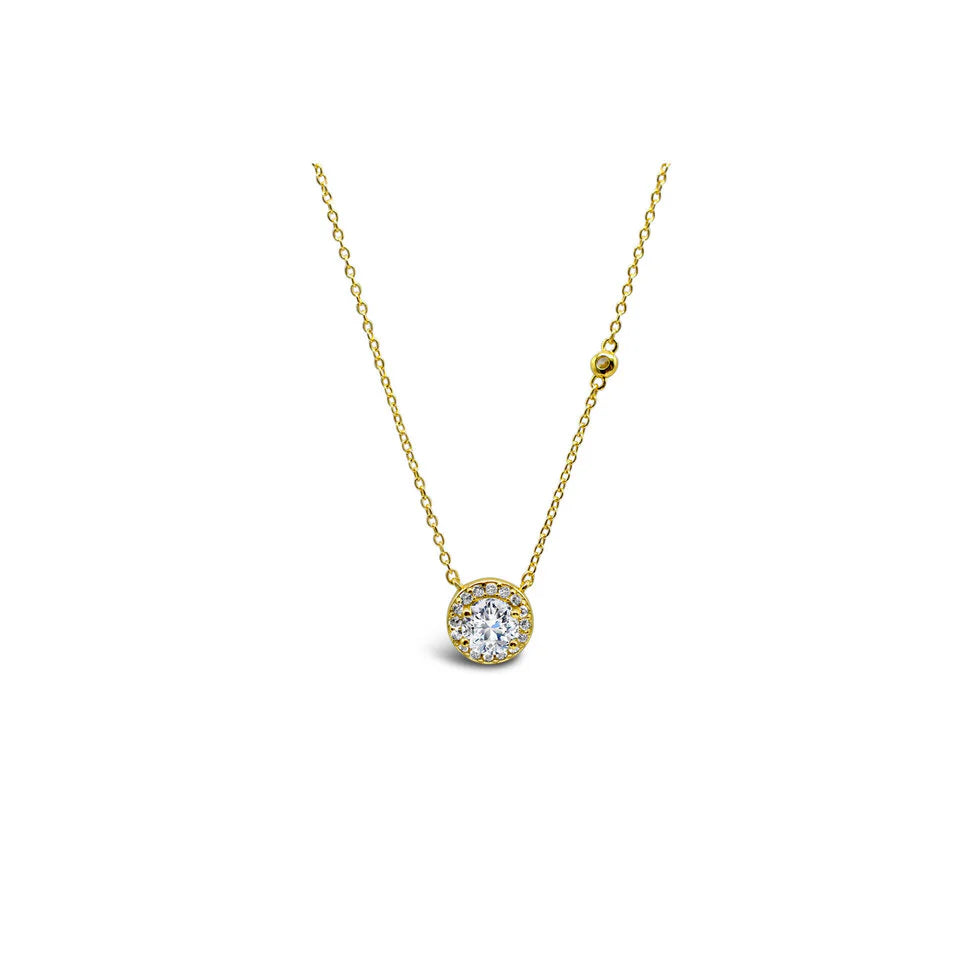 Round Solitaire Halo Necklace
