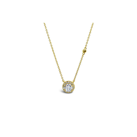 Round Solitaire Halo Necklace