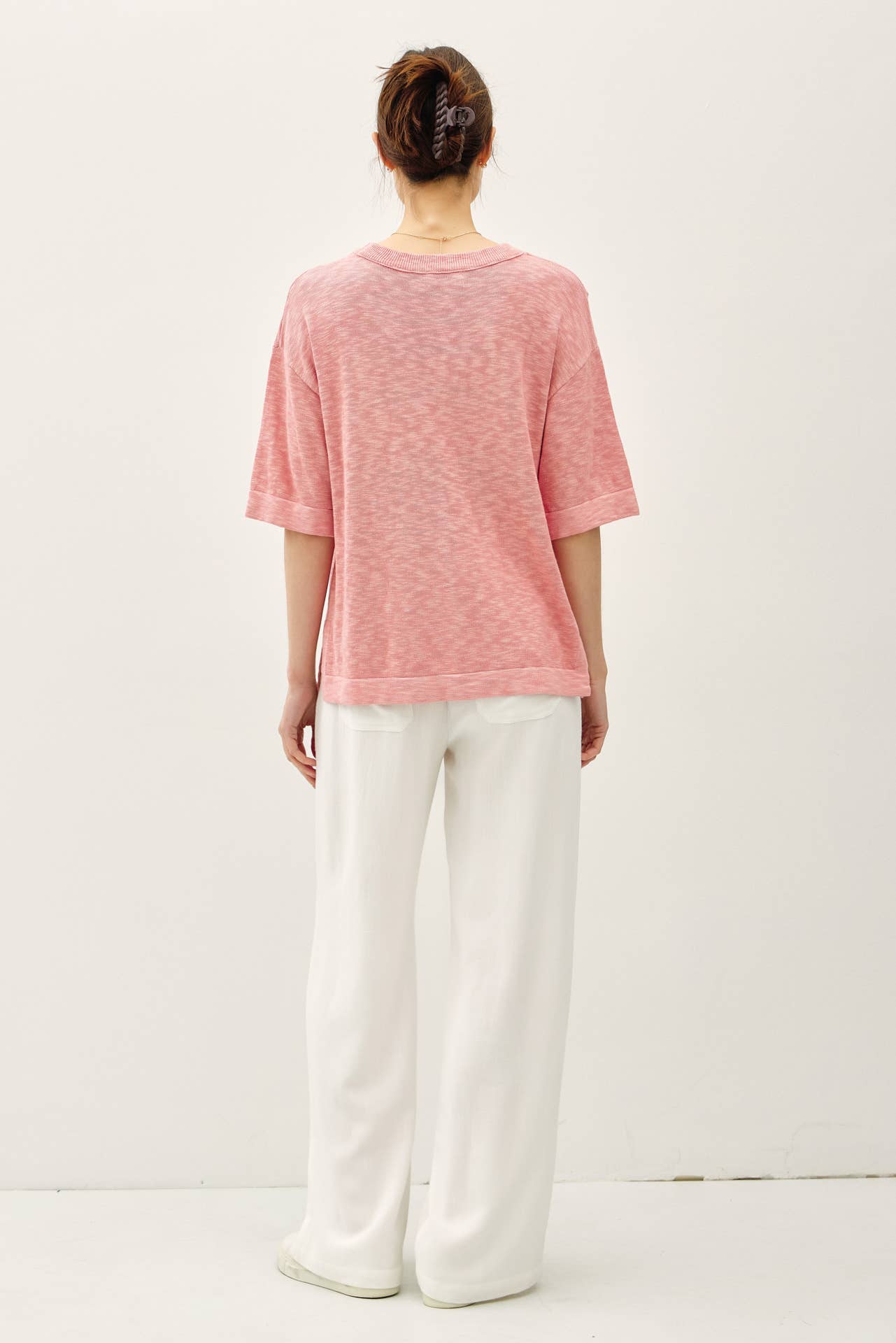 Slub Sweater Top | Rose