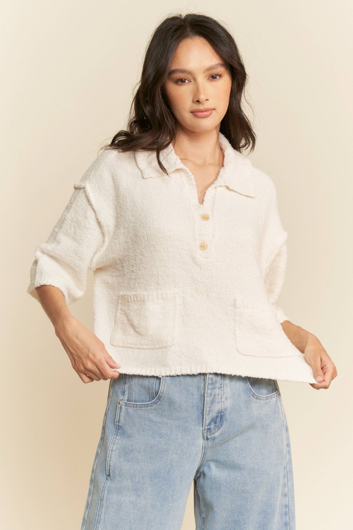 Front Pocket 3/4 Sleeve