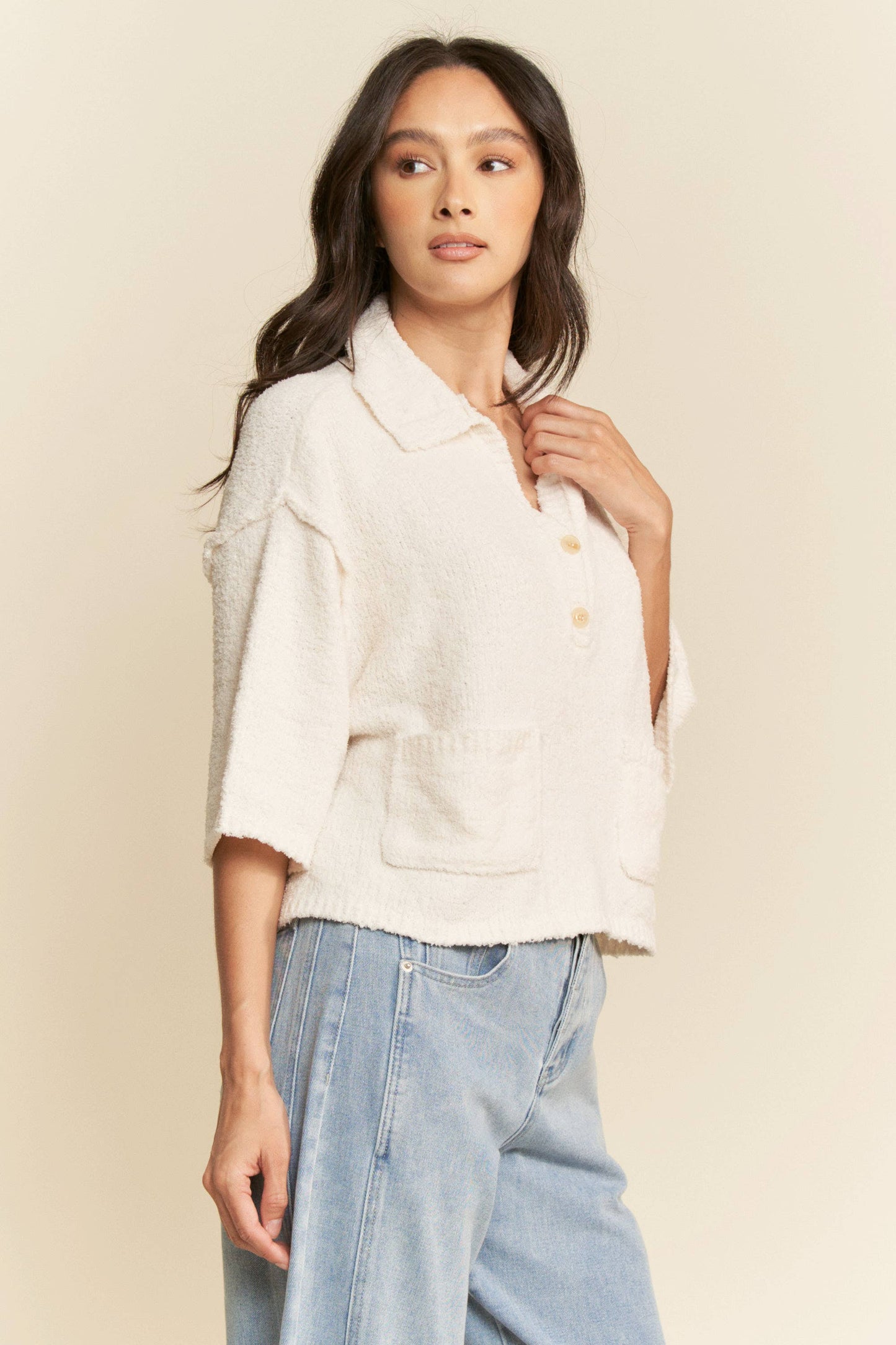 Front Pocket 3/4 Sleeve