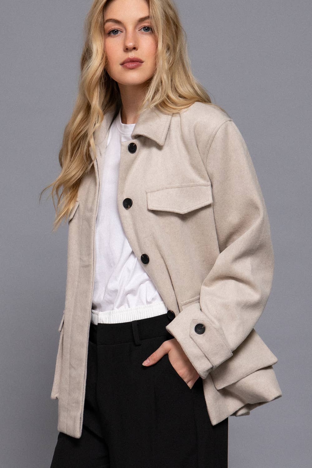 Felt Shacket | Cream