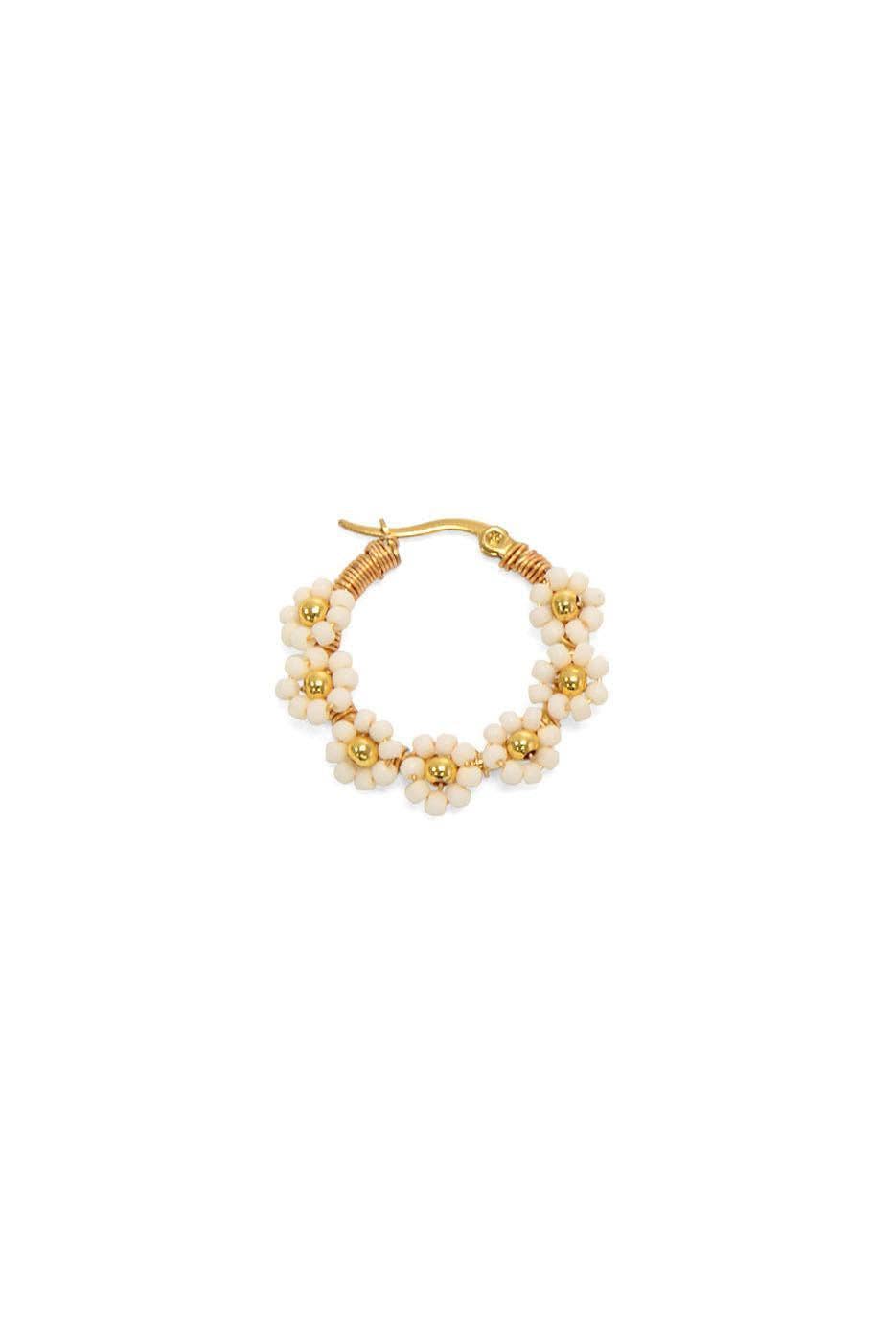 Multi Beaded Daisy Hoop Earrings