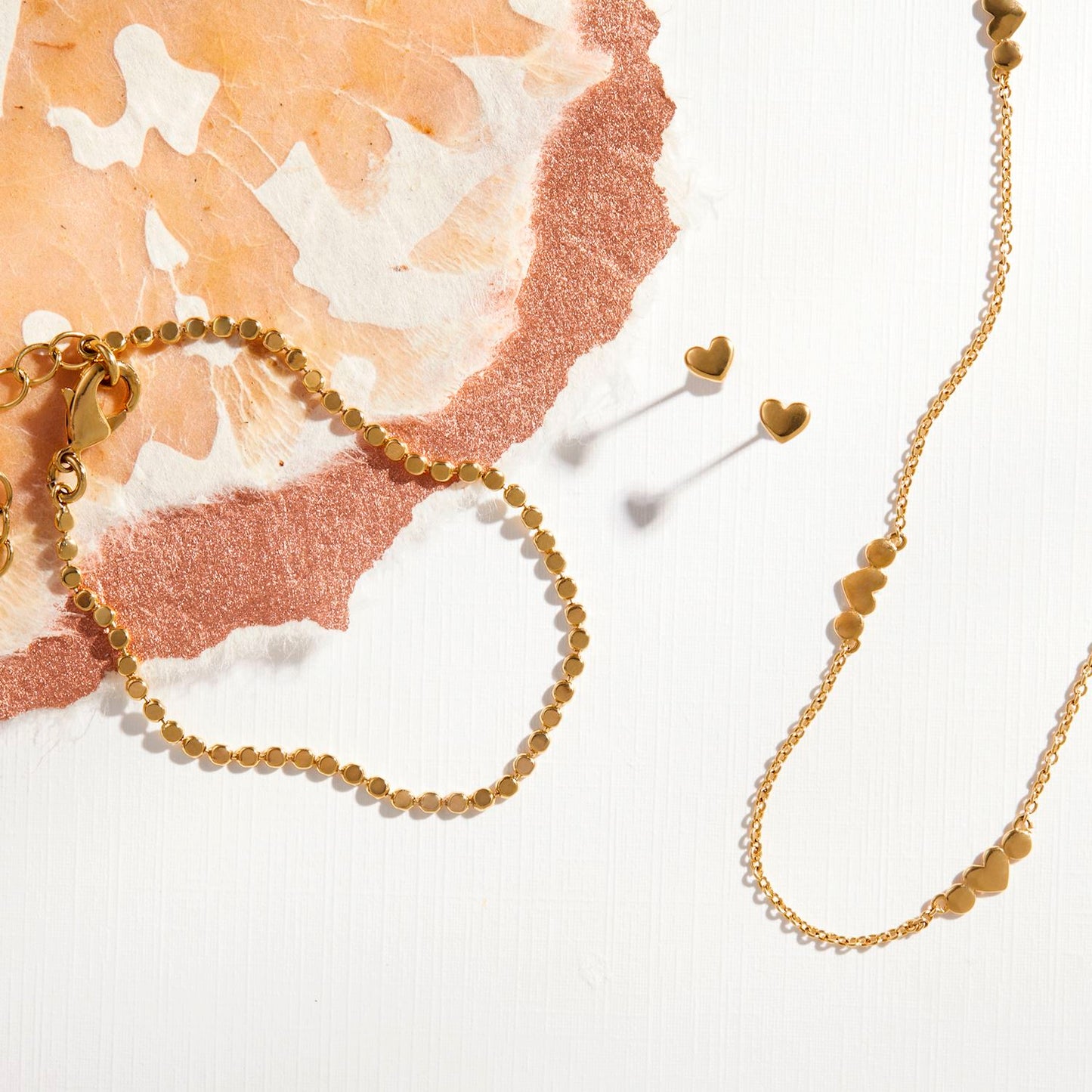 Gold Heart Satellite Chain Necklace