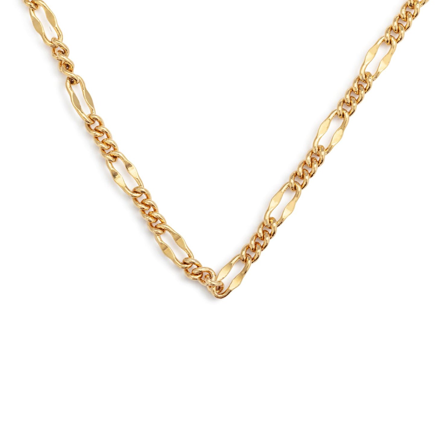Gold Mirror Figaro Chain Necklace