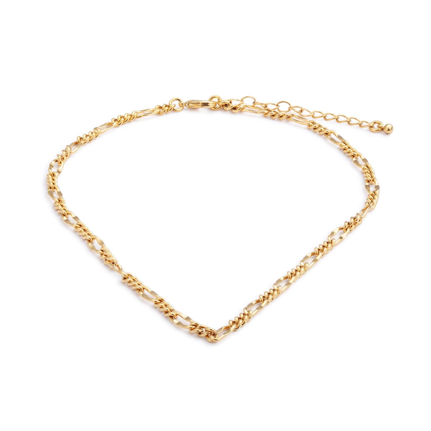 Gold Mirror Figaro Chain Necklace