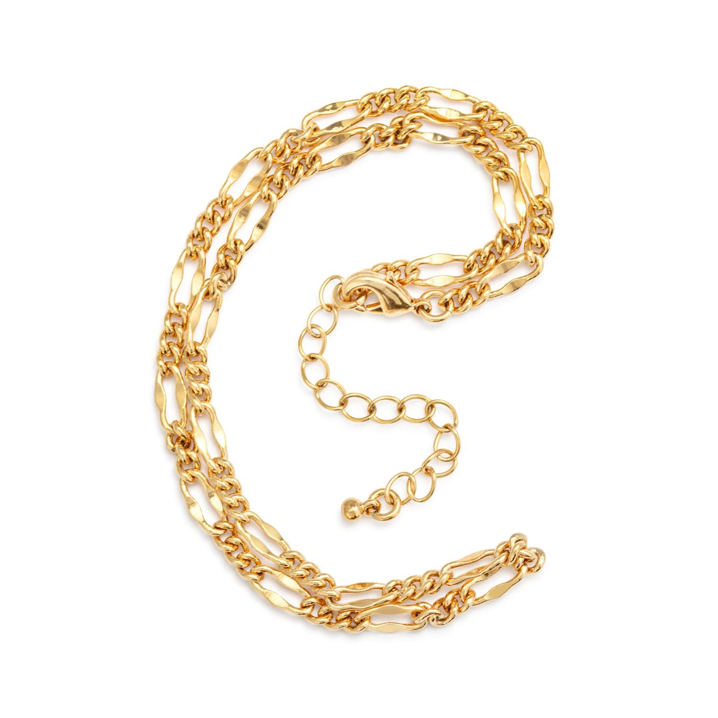 Gold Mirror Figaro Chain Necklace