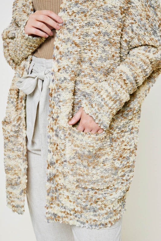 Textured Dolman Sleeve Cardigan Sweater