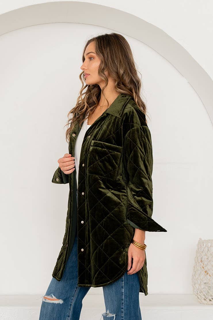 Oversized Velvet Quilted Jacket