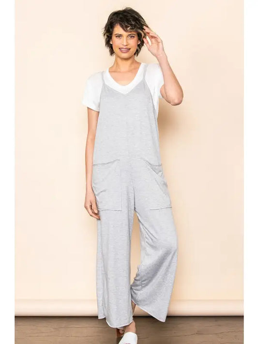 French Terry Front Pocket Overall Jumpsuit