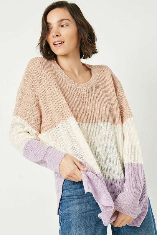 Colorblock Loose Knit Summer Sweater