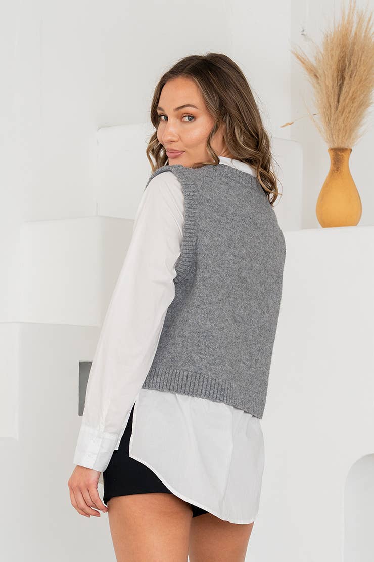 Layered Look Sweater Vest