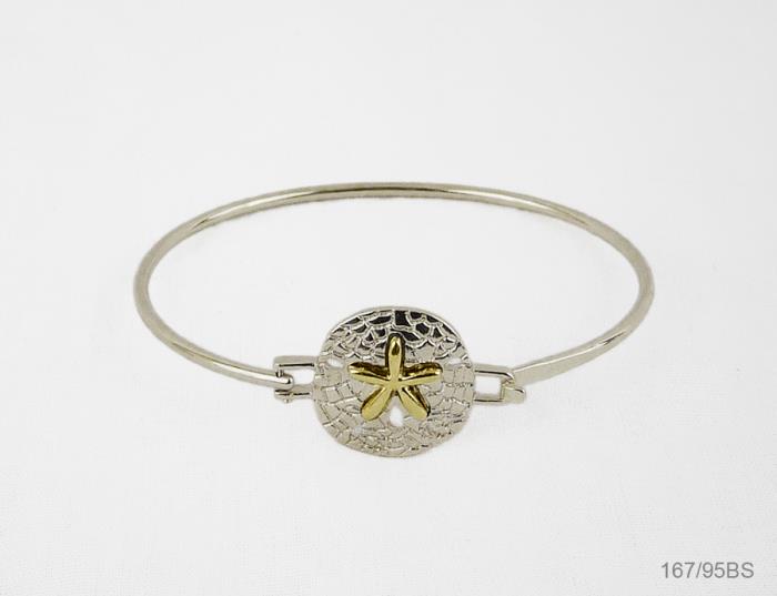 SILVER SAND DOLLAR BANGLE 2 PIECE BRACELET