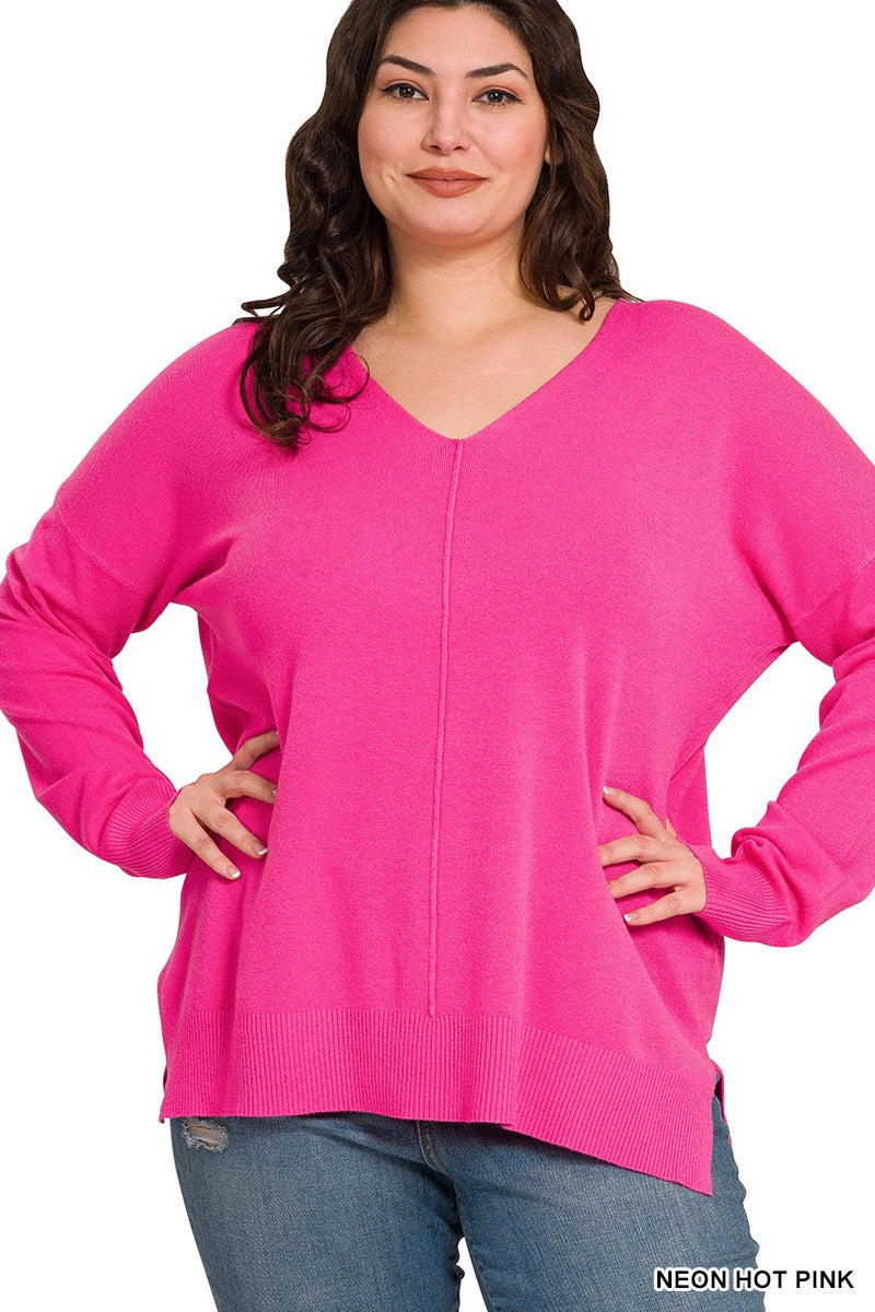 Plus Exclusive |Marie Sweater | Neon Hot Pink