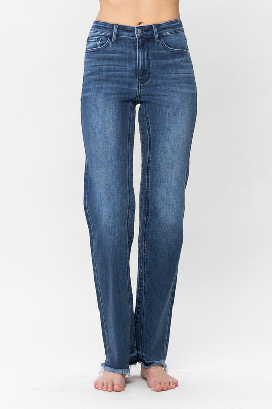 High Waist | Straight | Inseam Detail & Release Hem Jeans
