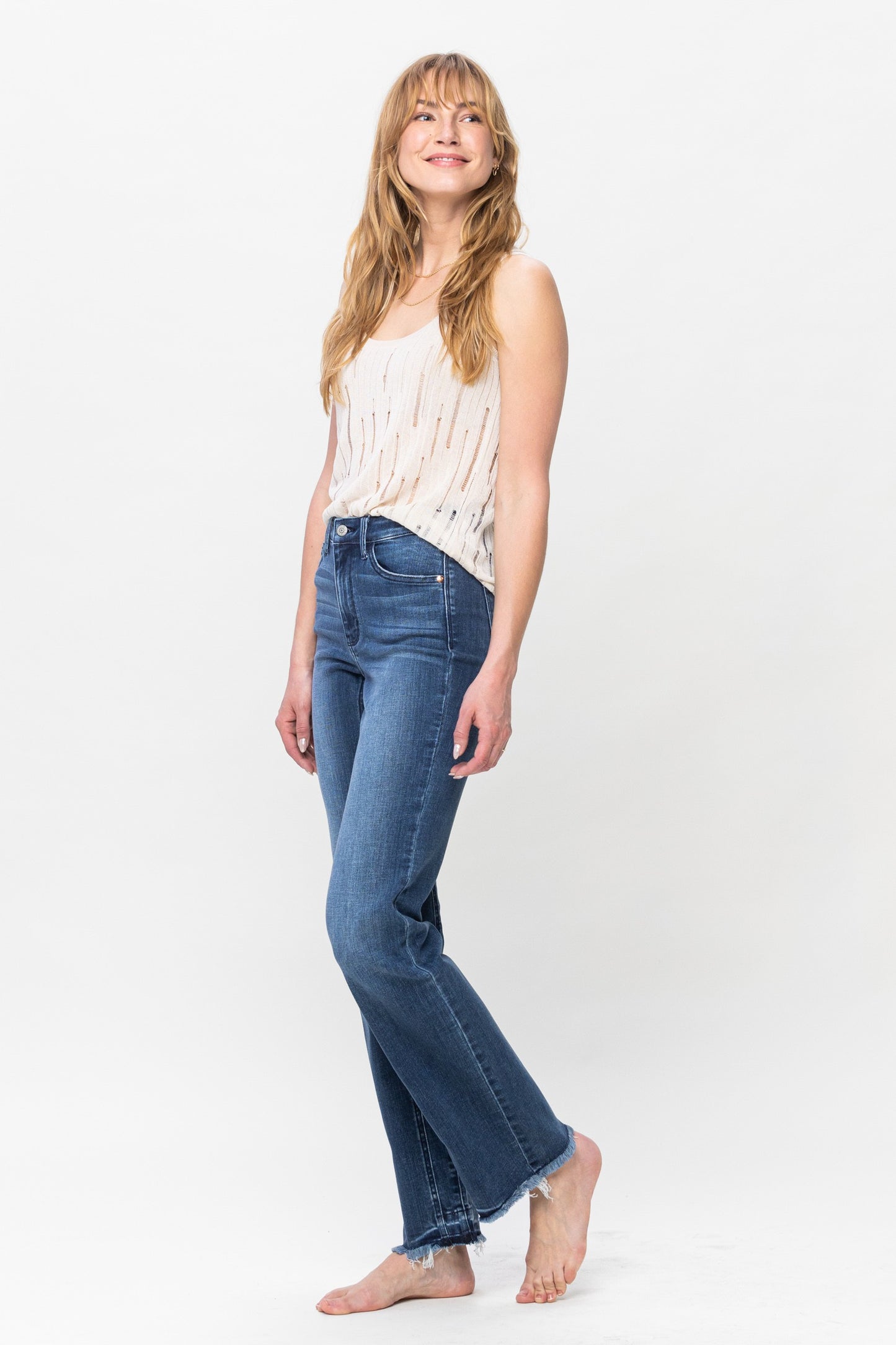 High Waist | Straight | Inseam Detail & Release Hem Jeans
