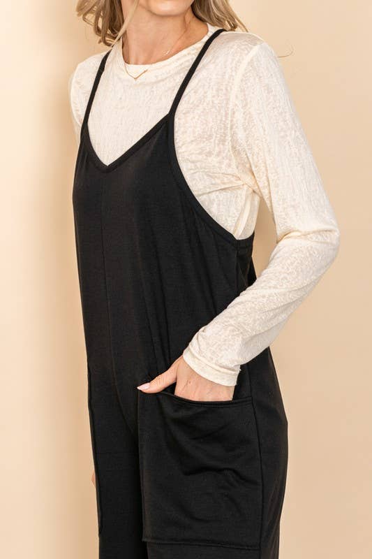 French Terry Front Pocket Overall Jumpsuit