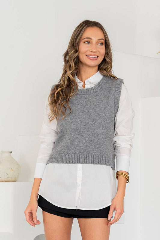 Layered Look Sweater Vest