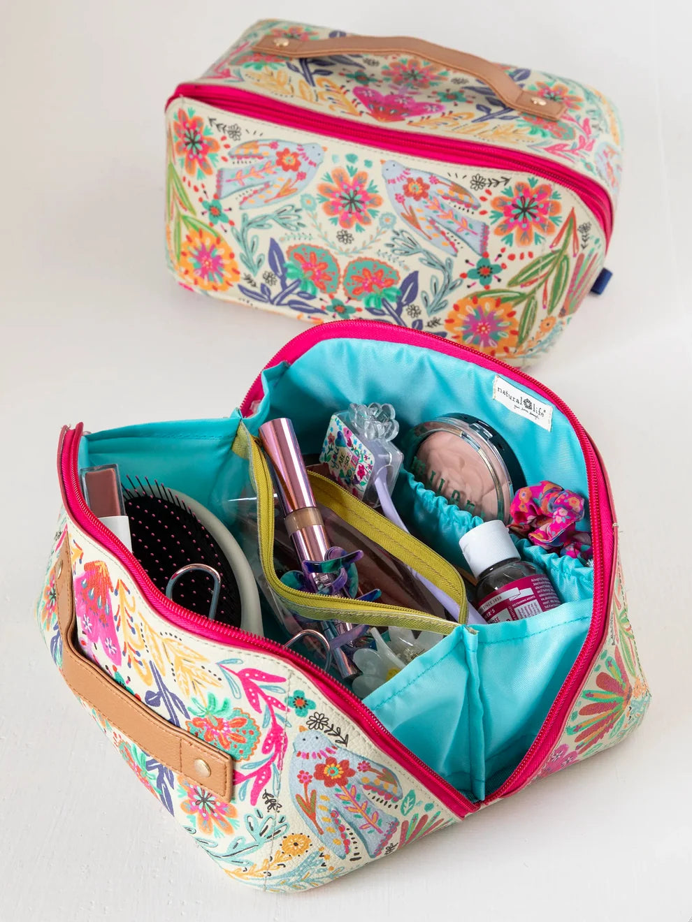 Travel Cosmetic Organizer |Cream Folk Flower