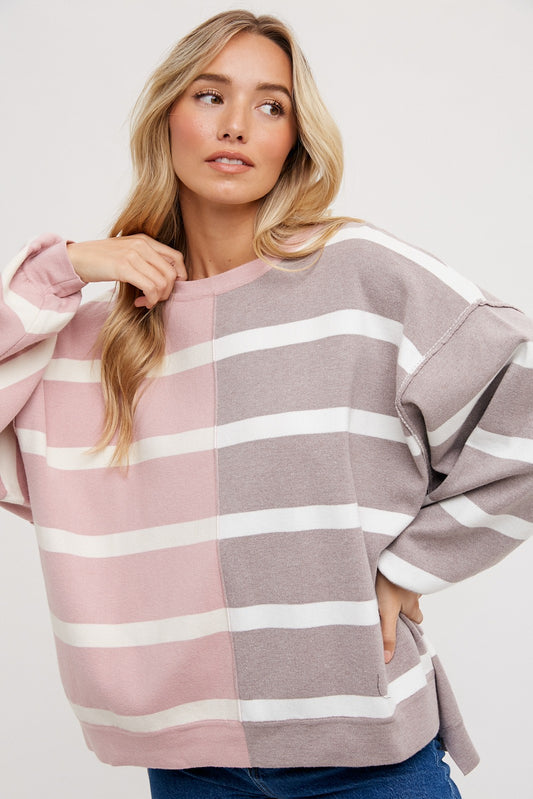 Striped Color Block Pullover