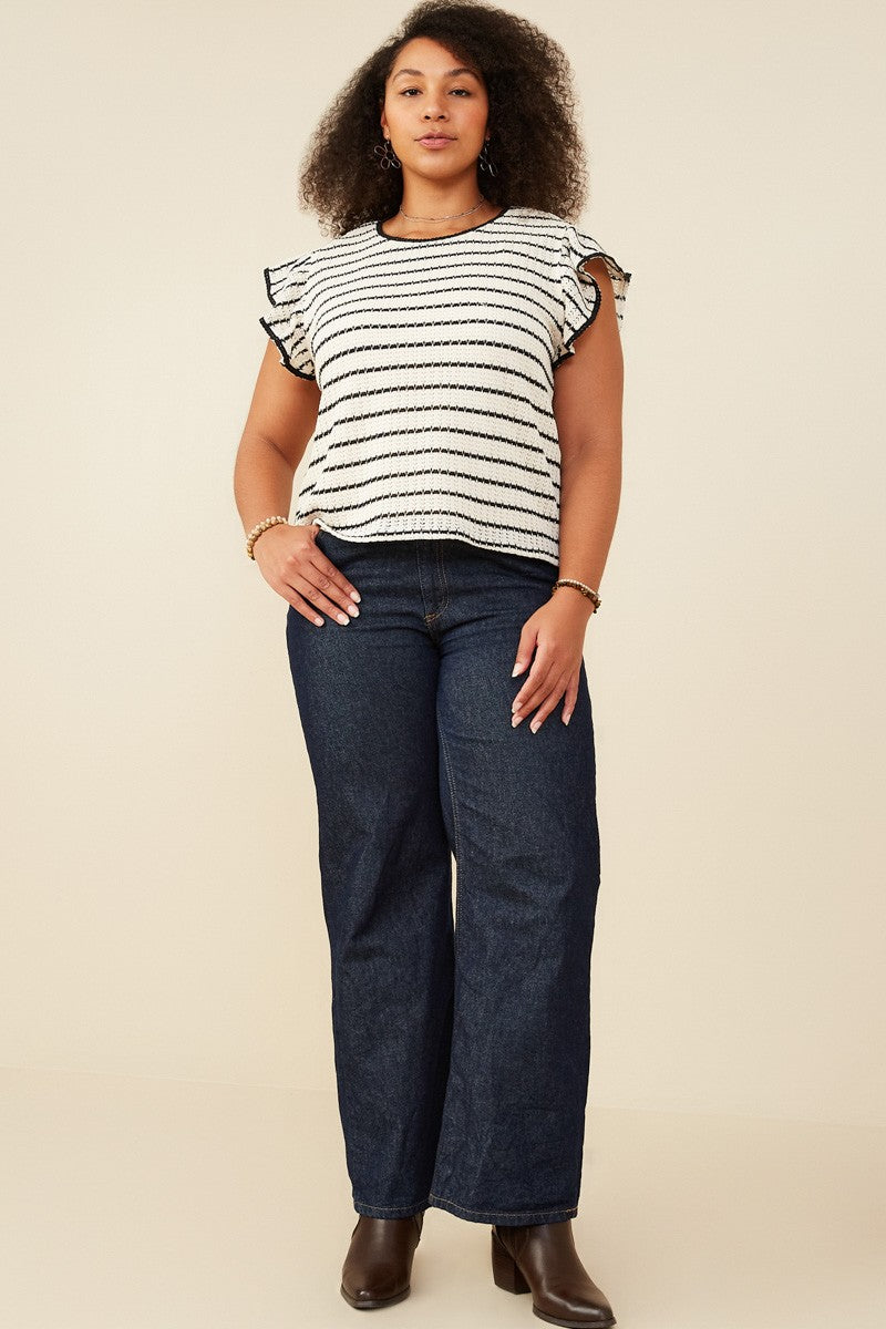 Contrast Piped Textured Stripe Knit Tank