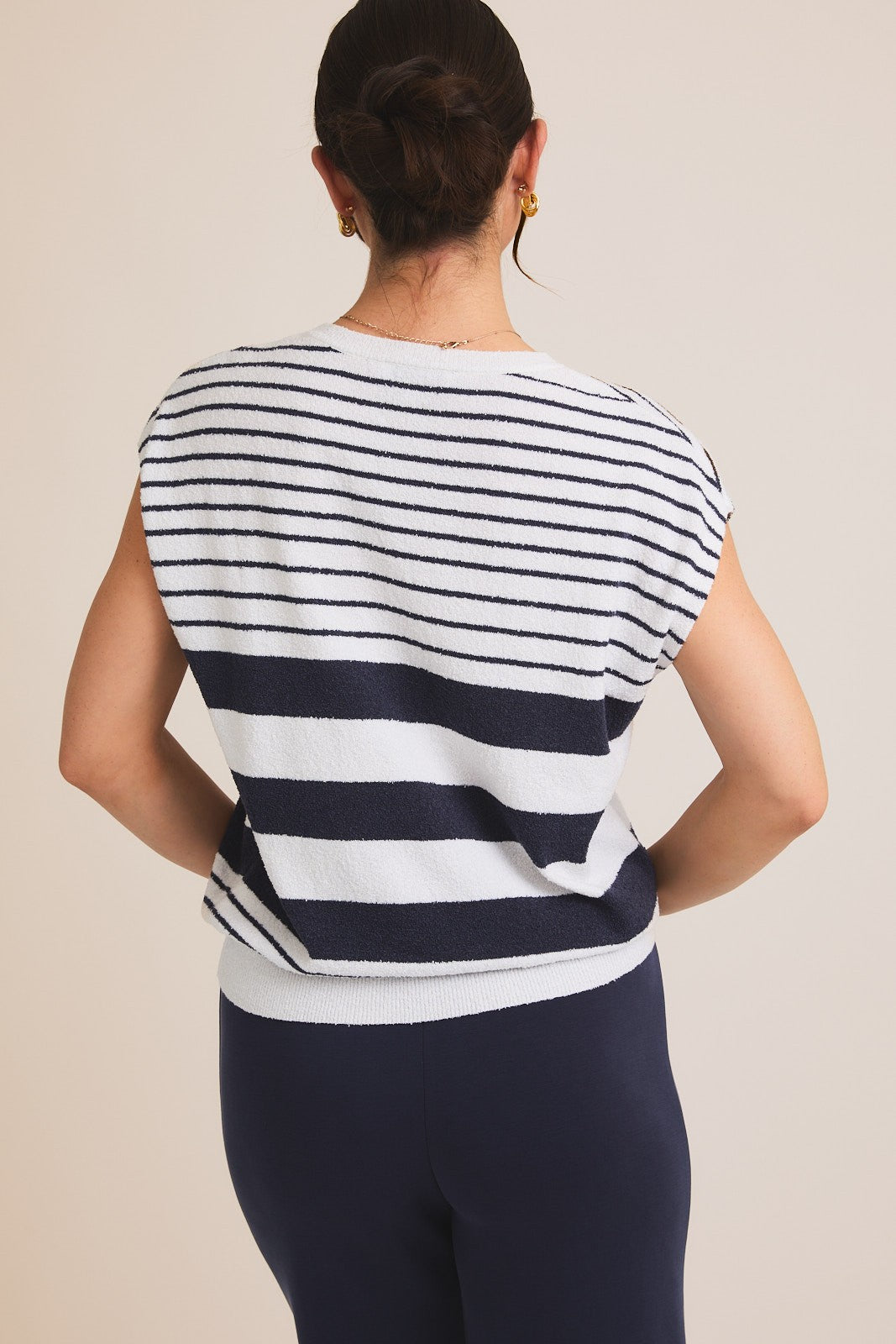 Sleeveless Navy Striped Sweater