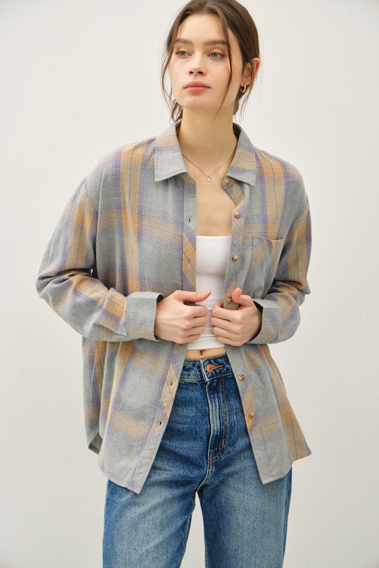 Cotton 100 Classic Faded Plaid Shirt