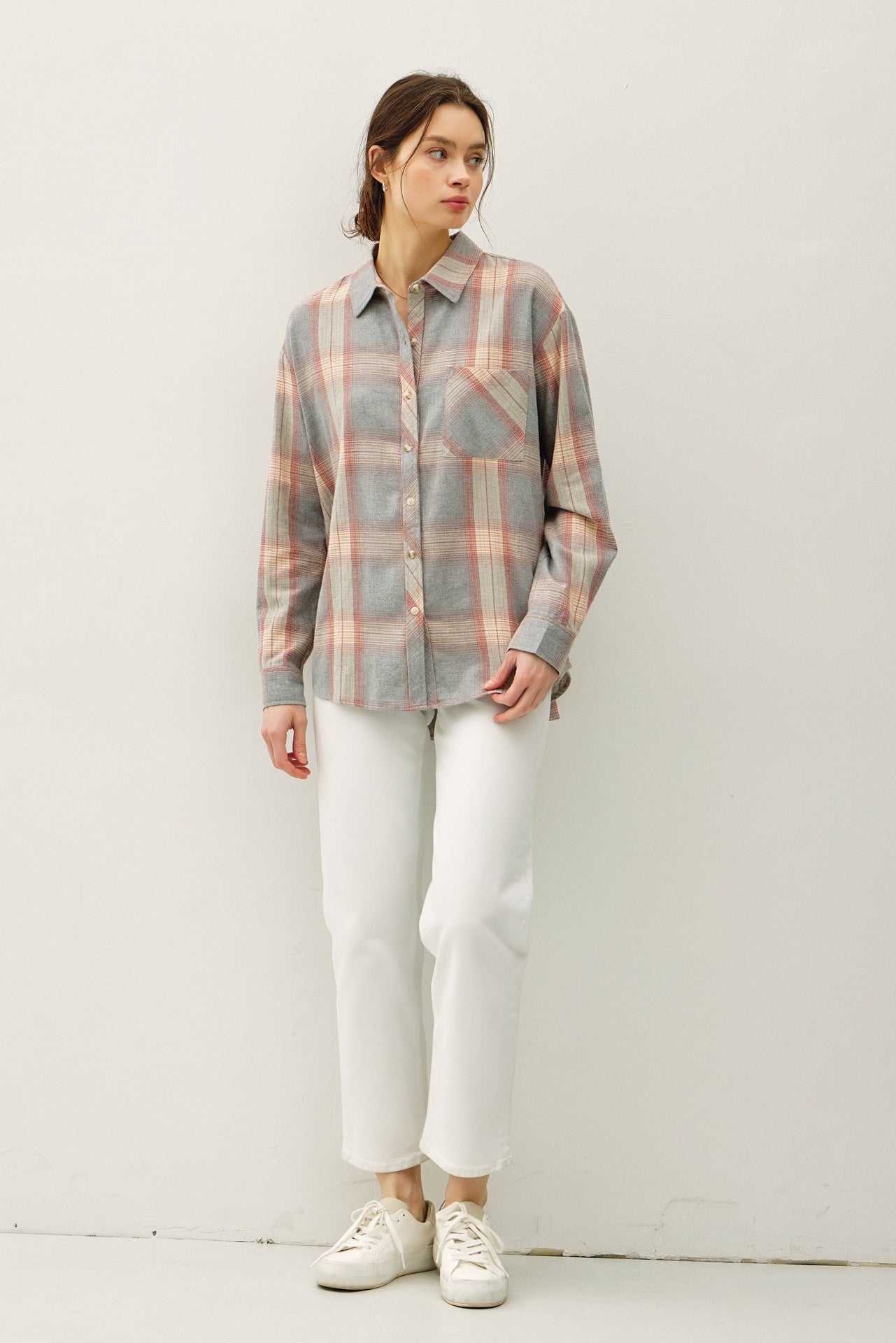 Cotton 100 Classic Faded Plaid Shirt