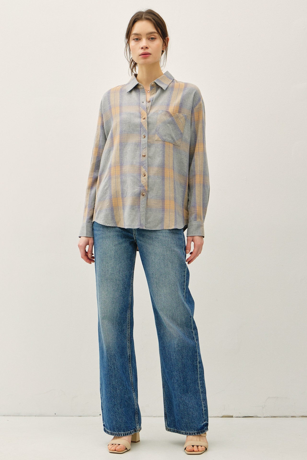 Cotton 100 Classic Faded Plaid Shirt