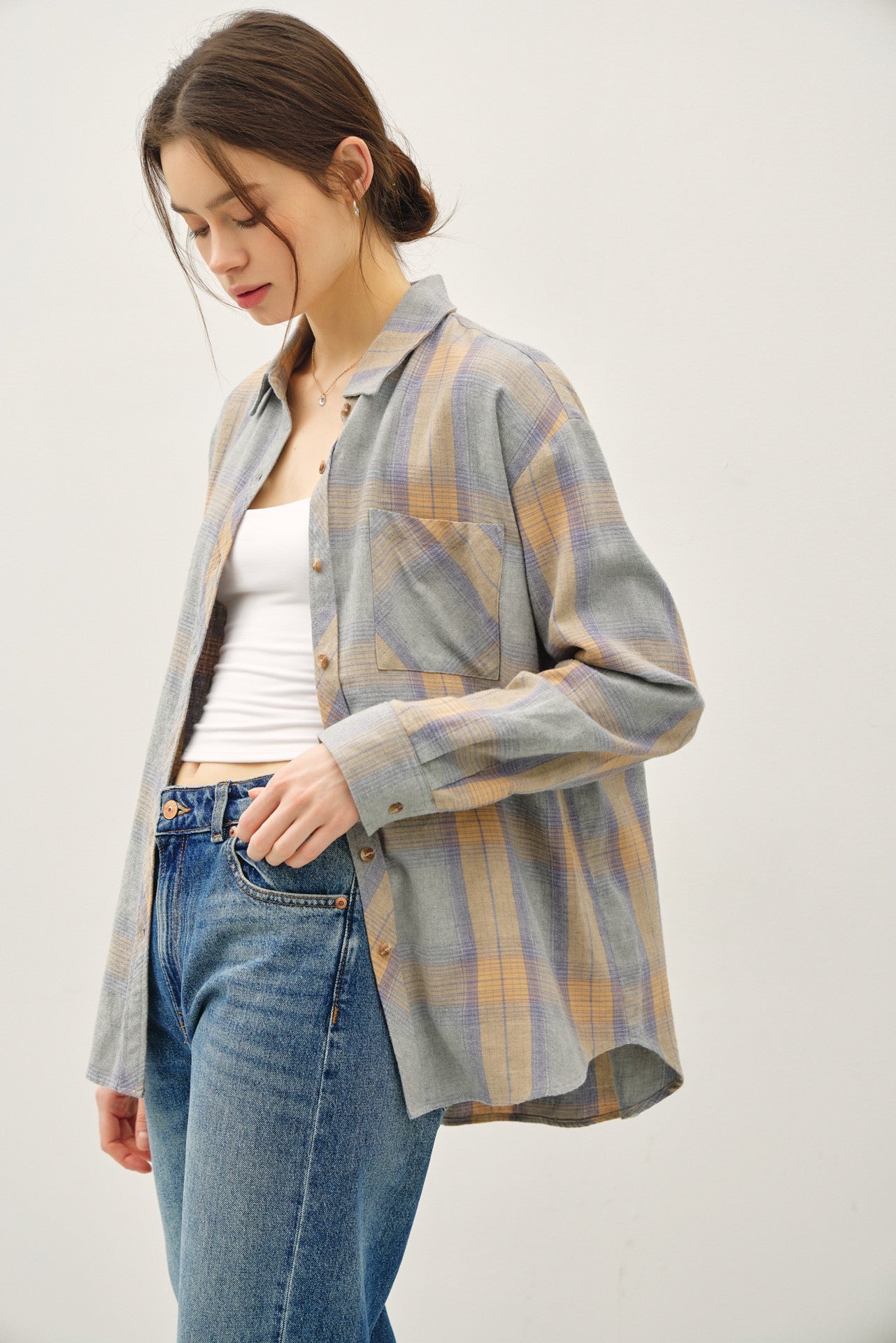 Cotton 100 Classic Faded Plaid Shirt