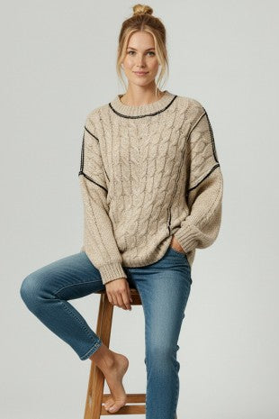 Oversized Cable Pattern Sweater