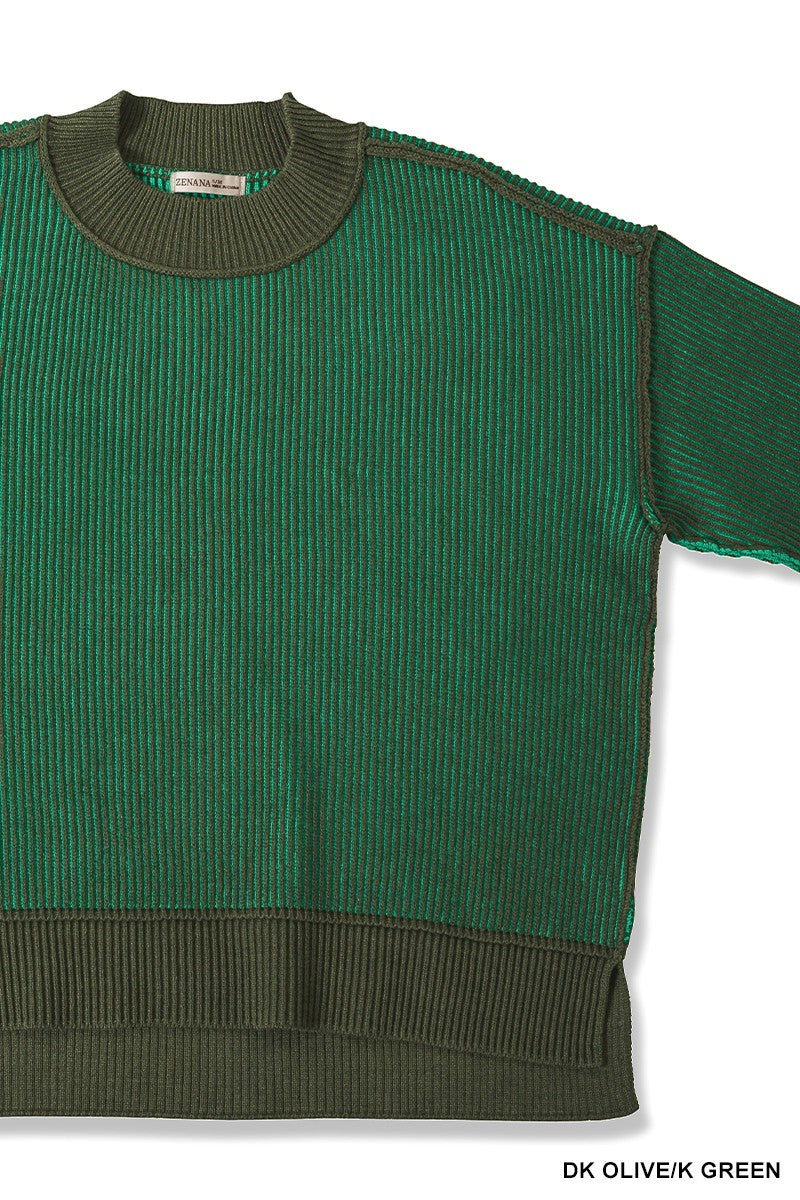 Exposed Seam Two-Tone Sweater