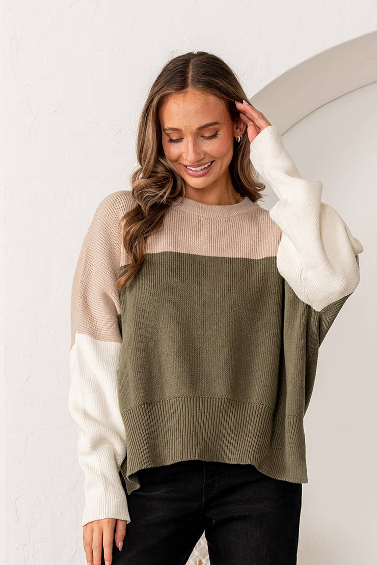 Oversized Color Block Sweater