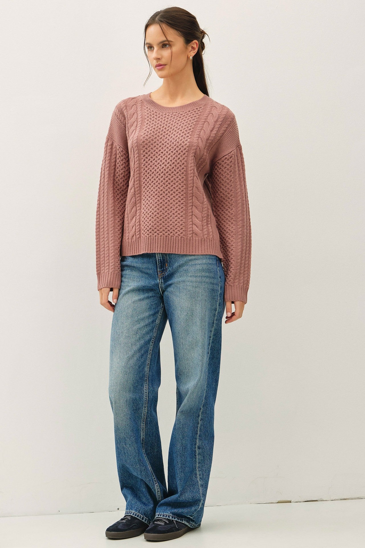 Classic Cable Knit Crewneck Sweater