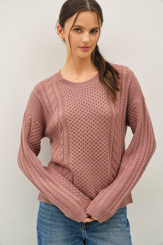 Classic Cable Knit Crewneck Sweater