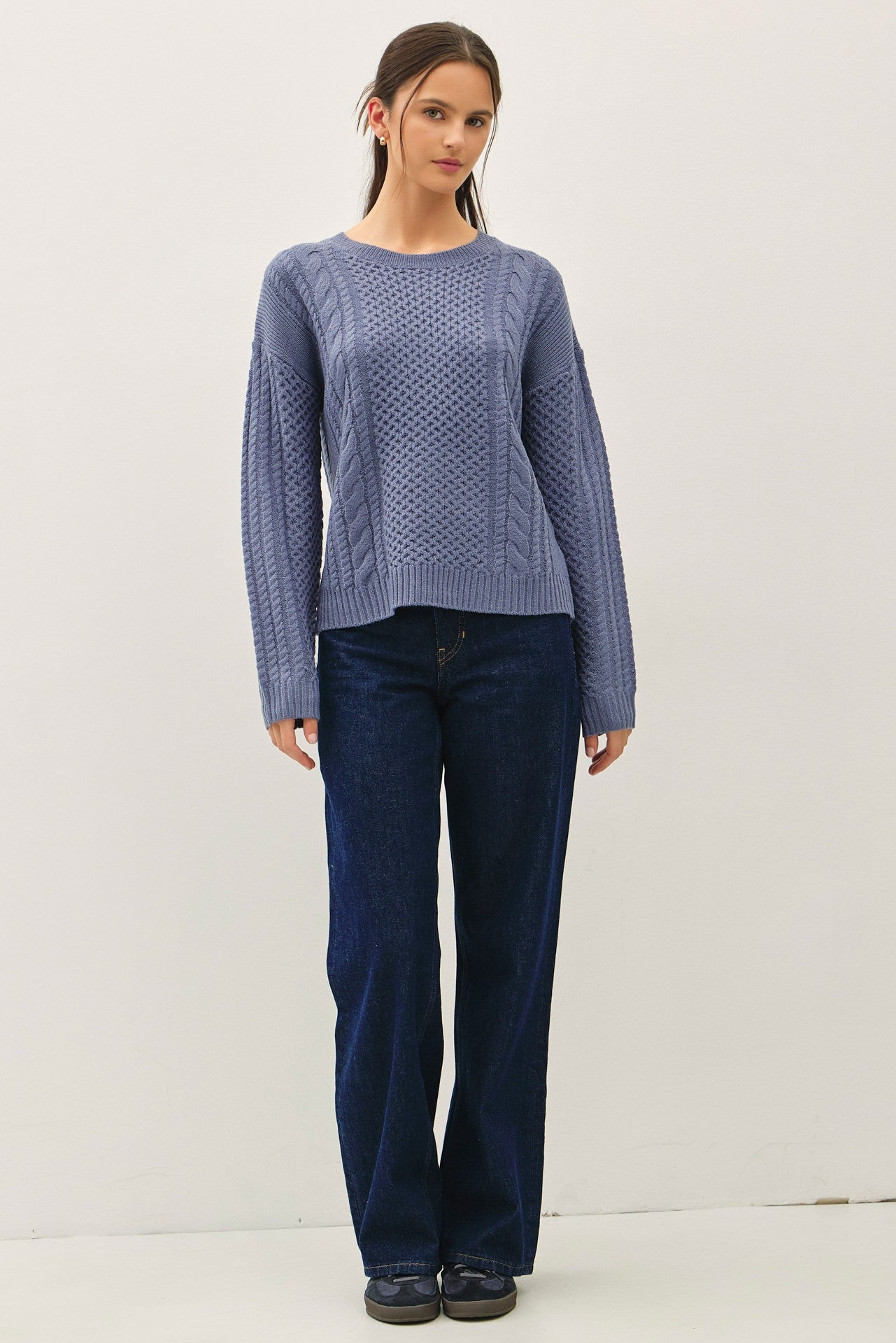 Classic Cable Knit Crewneck Sweater