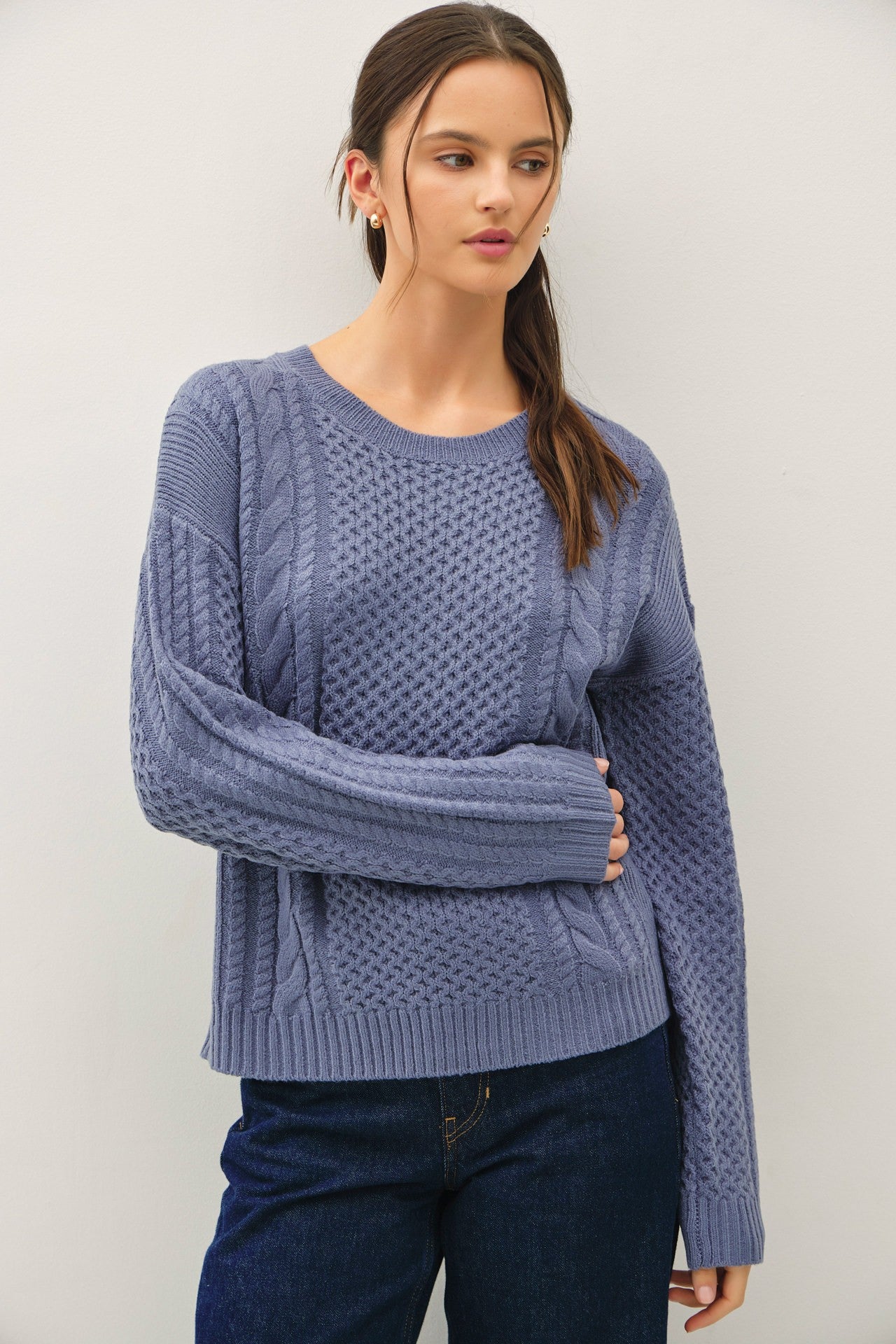 Classic Cable Knit Crewneck Sweater