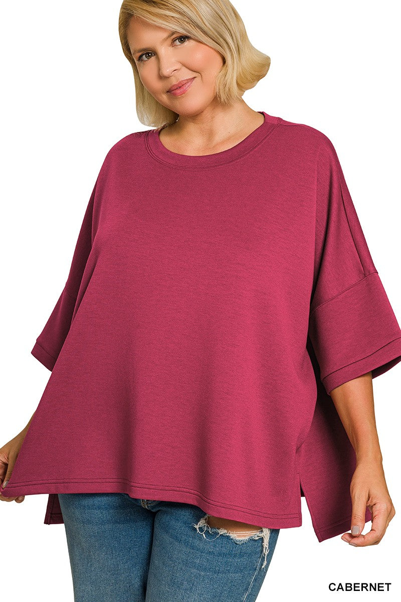 Scuba Round Neck Top | Cabernet