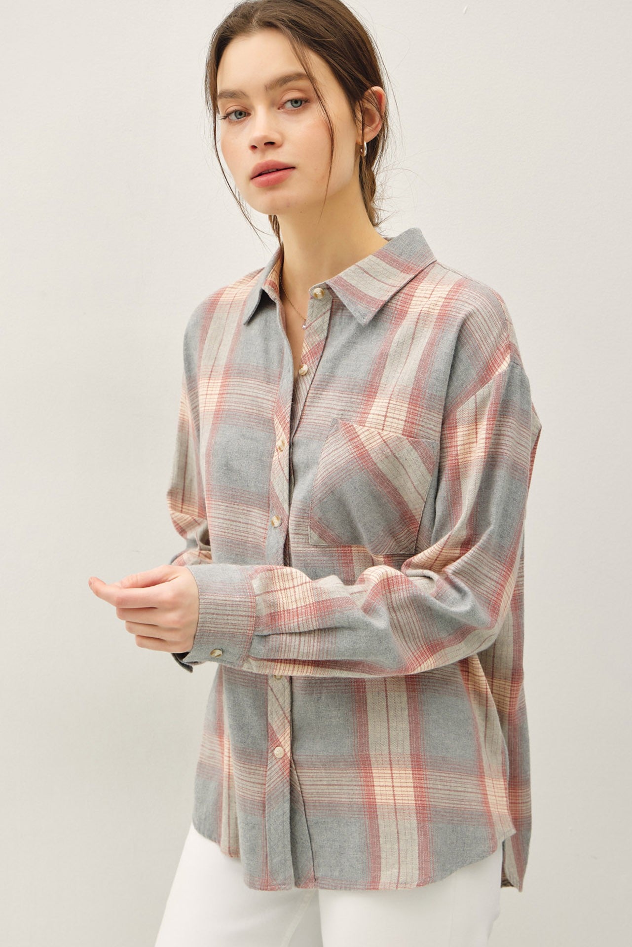 Cotton 100 Classic Faded Plaid Shirt