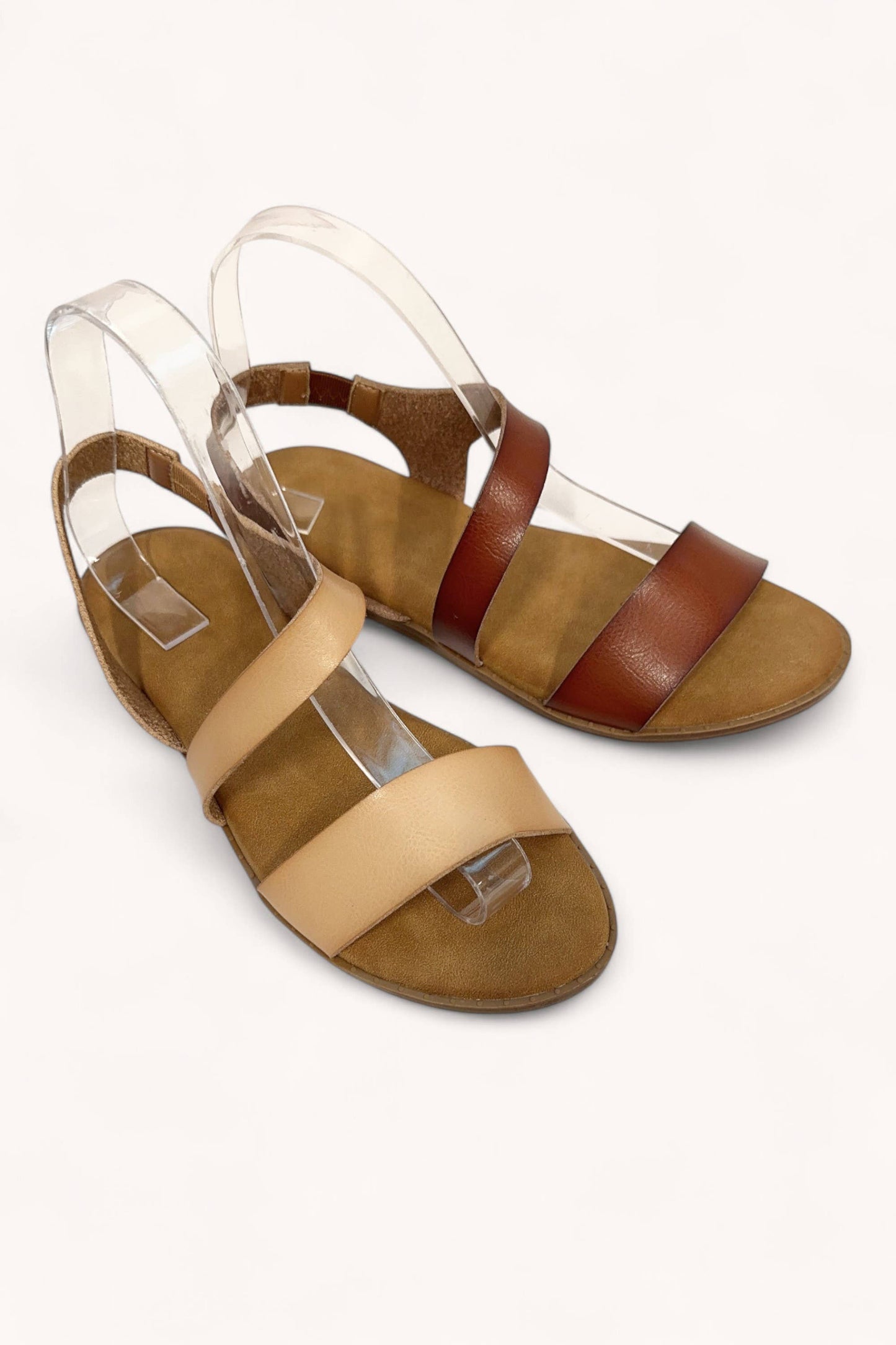 Vintage Textured Double Strap Sandals