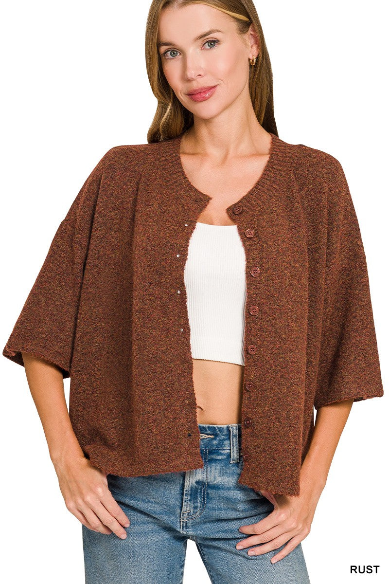 Half Sleeve Cardigan | Rust