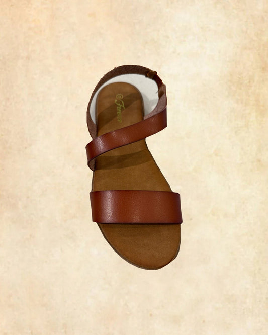 Vintage Textured Double Strap Sandals