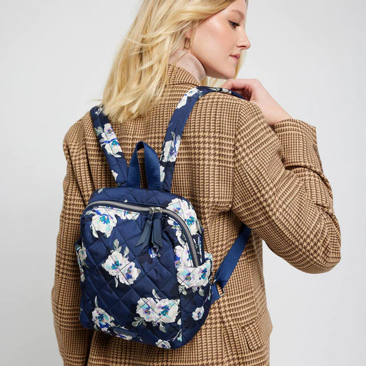 Convertible Small Backpack  |  Blooms and Branches Navy