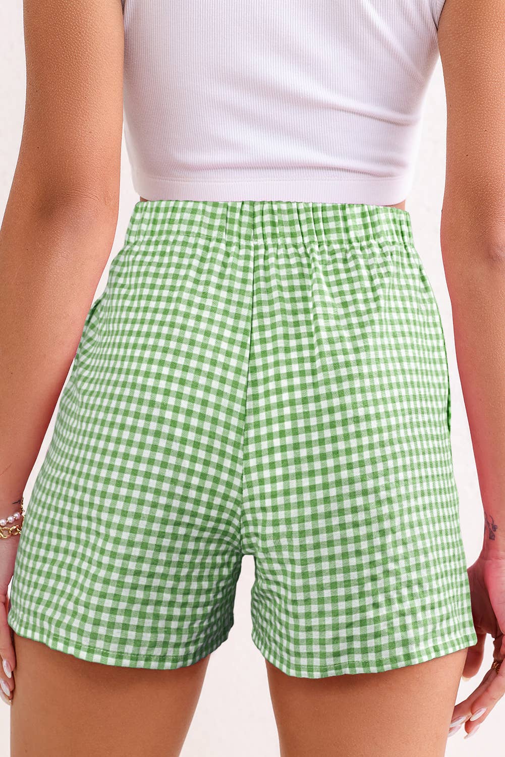 High Waist Gingham Shorts