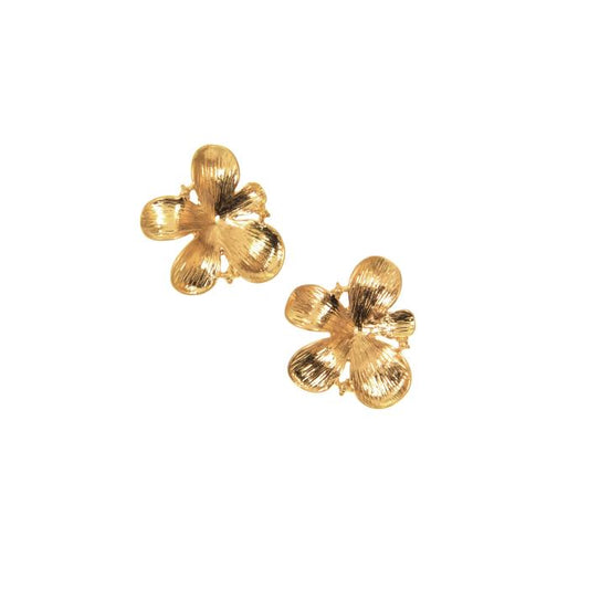 GOLD FLOWER POST EARRINGS