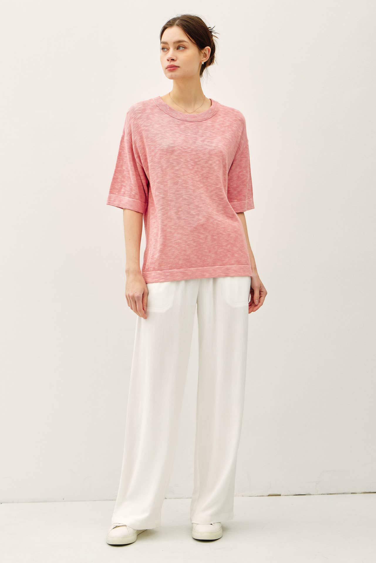 Slub Sweater Top | Rose