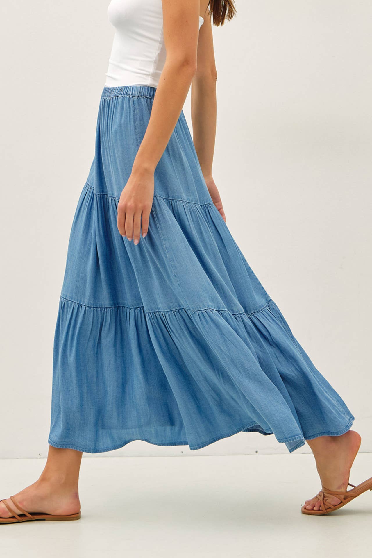 Tencel Tiered Maxi Skirt