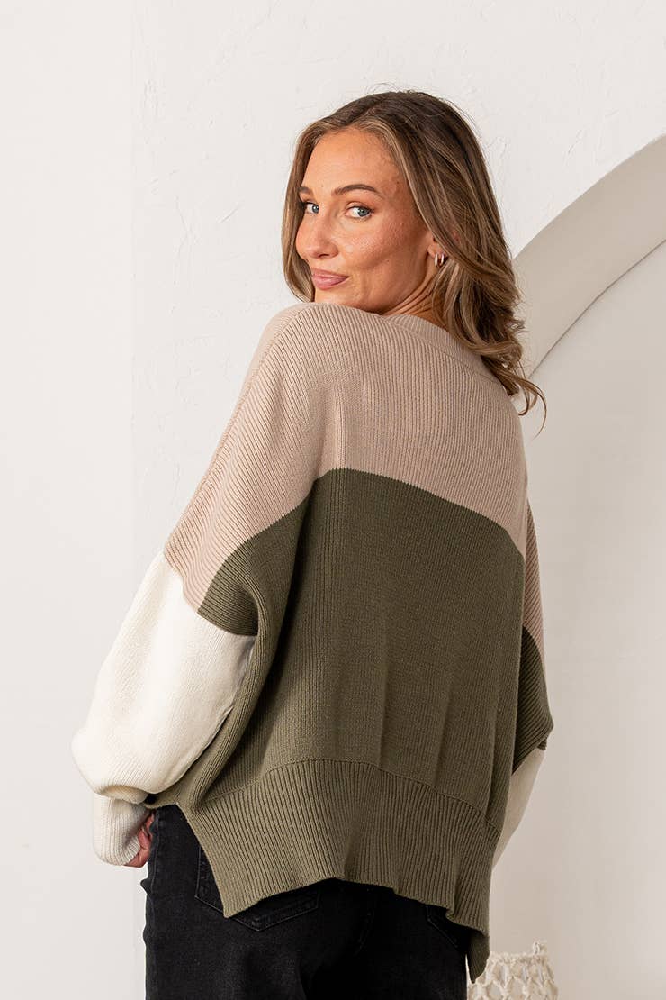 Oversized Color Block Sweater