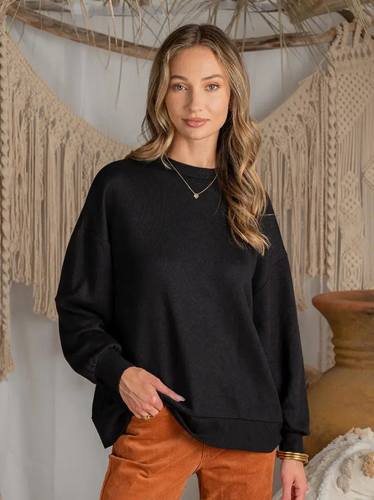 Round Neck French Terry Solid Top